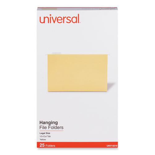 Deluxe Bright Color Hanging File Folders, Legal Size, 1/5-Cut Tabs, Yellow, 25/Box. Picture 2