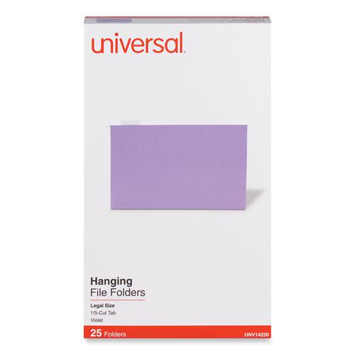 Deluxe Bright Color Hanging File Folders, Legal Size, 1/5-Cut Tabs, Violet, 25/Box. Picture 1