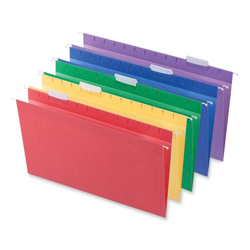 Deluxe Bright Color Hanging File Folders, Legal Size, 1/5-Cut Tabs, Assorted Colors, 25/Box. Picture 1