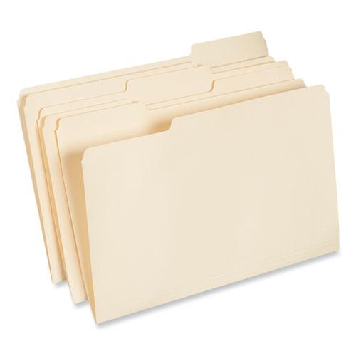 Top Tab File Folders, 1/3-Cut Tabs: Assorted, Legal Size, 0.75" Expansion, Manila, 100/Box. Picture 1
