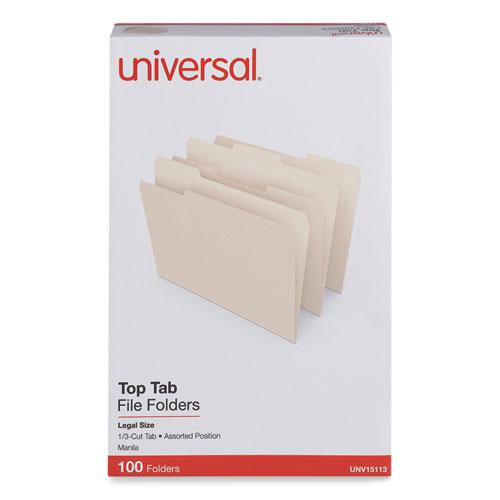 Top Tab File Folders, 1/3-Cut Tabs: Assorted, Legal Size, 0.75" Expansion, Manila, 100/Box. Picture 2