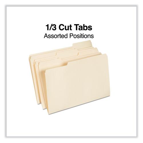 Top Tab File Folders, 1/3-Cut Tabs: Assorted, Legal Size, 0.75" Expansion, Manila, 100/Box. Picture 3
