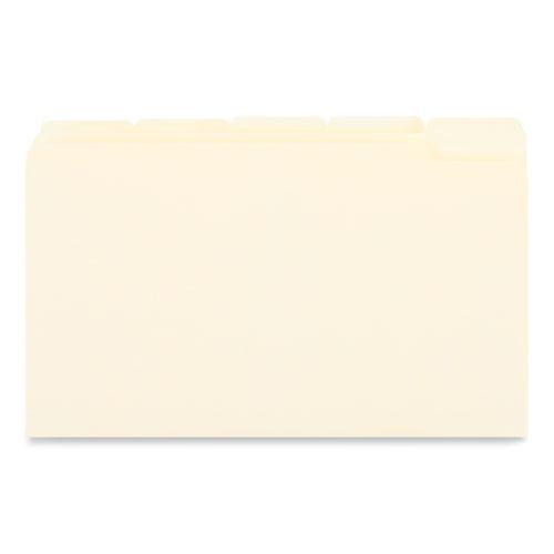 Top Tab File Folders, 1/5-Cut Tabs: Assorted, Legal Size, 0.75" Expansion, Manila, 100/Box. Picture 3