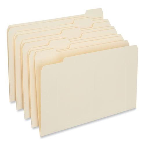 Top Tab File Folders, 1/5-Cut Tabs: Assorted, Legal Size, 0.75" Expansion, Manila, 100/Box. Picture 4