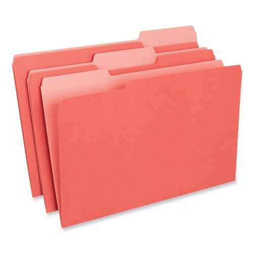 Interior File Folders, 1/3-Cut Tabs: Assorted, Legal Size, 11-pt Stock, Red, 100/Box. Picture 1