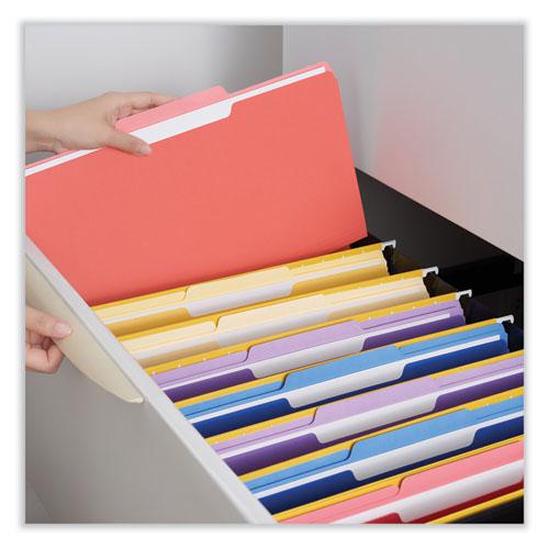 Interior File Folders, 1/3-Cut Tabs: Assorted, Legal Size, 11-pt Stock, Red, 100/Box. Picture 4