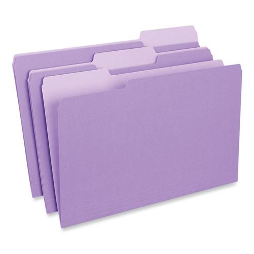 Interior File Folders, 1/3-Cut Tabs: Assorted, Legal Size, 11-pt Stock, Violet, 100/Box. Picture 1