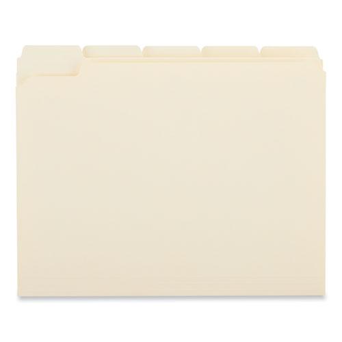 Double-Ply Top Tab Manila File Folders, 1/5-Cut Tabs: Assorted, Letter Size, 0.75" Expansion, Manila, 100/Box. Picture 4