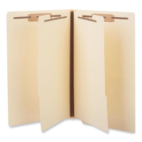 Six-Section Manila End Tab Classification Folders, 2" Expansion, 2 Dividers, 6 Fasteners, Legal Size, Manila Exterior, 10/Box. Picture 1