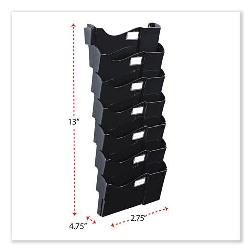 Grande Central Filing System, 7 Sections, Legal/Letter Size, Wall Mount, 16" x 4.75" x 38.25", Black, 7/Pack. Picture 3