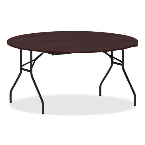 Round Wood Folding Table, 59" Diameter x 29.13h, Mahogany. Picture 1
