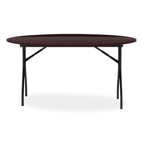 Round Wood Folding Table, 59" Diameter x 29.13h, Mahogany. Picture 7
