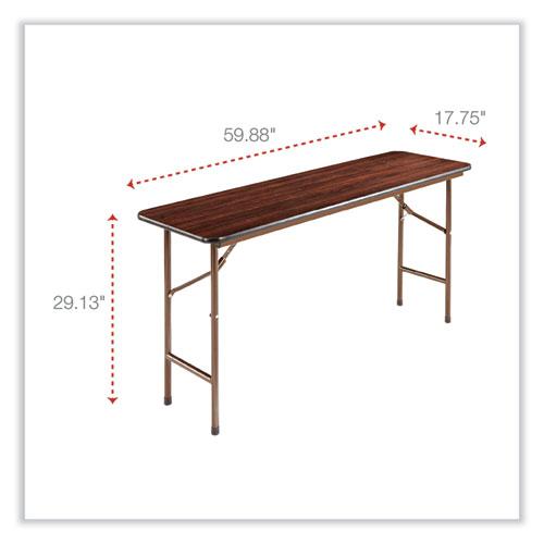 Wood Folding Table, Rectangular, 59.88w x 17.75d x 29.13h, Mahogany. Picture 2