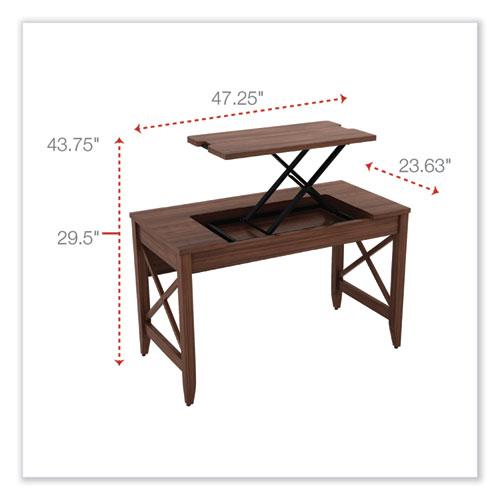 Sit-to-Stand Table Desk, 47.25" x 23.63" x 29.5" to 43.75", Modern Walnut. Picture 2