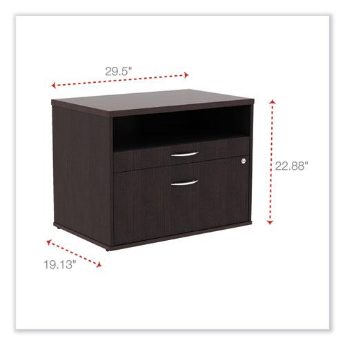 Alera Open Office Desk Series Low File Cabinet Credenza, 2-Drawer: Pencil/File,Legal/Letter,1 Shelf,Espresso,29.5x19.13x22.88. Picture 2