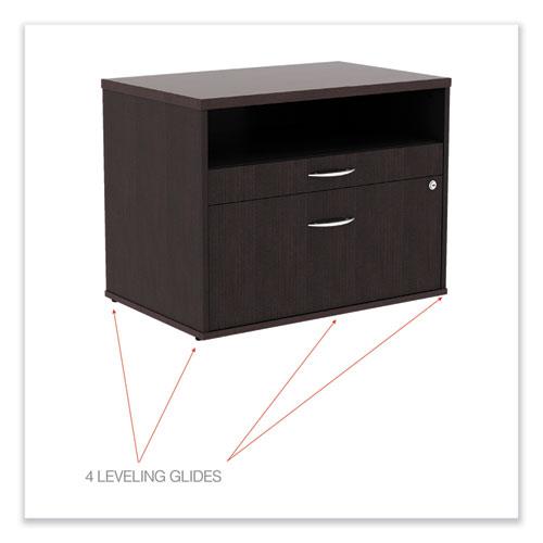 Alera Open Office Desk Series Low File Cabinet Credenza, 2-Drawer: Pencil/File,Legal/Letter,1 Shelf,Espresso,29.5x19.13x22.88. Picture 5