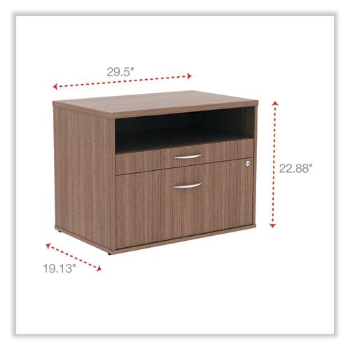 Alera Open Office Desk Series Low File Cabinet Credenza, 2-Drawer: Pencil/File, Legal/Letter, 1 Shelf,Walnut,29.5x19.13x22.88. Picture 2