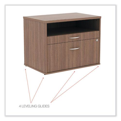 Alera Open Office Desk Series Low File Cabinet Credenza, 2-Drawer: Pencil/File, Legal/Letter, 1 Shelf,Walnut,29.5x19.13x22.88. Picture 7