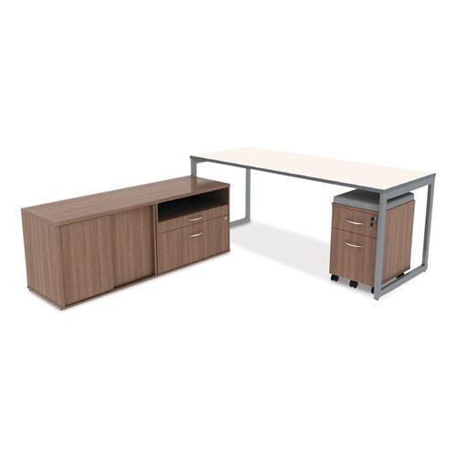 Alera Open Office Desk Series Low File Cabinet Credenza, 2-Drawer: Pencil/File, Legal/Letter, 1 Shelf,Walnut,29.5x19.13x22.88. Picture 3