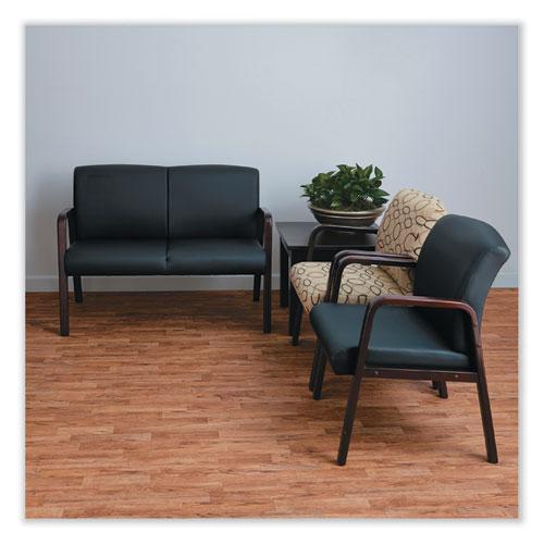 Alera Reception Lounge Series Wood Loveseat, 44.88w x 26.13d x 33h, Black/Mahogany. Picture 8