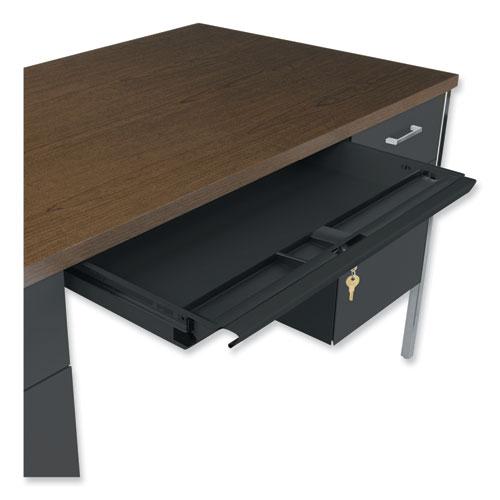 Double Pedestal Steel Desk, 60" x 30" x 29.5", Mocha/Black, Chrome-Plated Legs. Picture 5