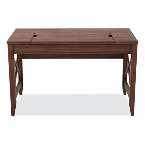 Sit-to-Stand Table Desk, 47.25" x 23.63" x 29.5" to 43.75", Modern Walnut. Picture 7