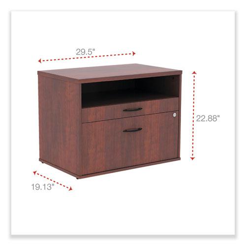 Alera Open Office Desk Series Low File Cabinet Credenza, 2-Drawer: Pencil/File, Legal/Letter, 1 Shelf,Cherry,29.5x19.13x22.88. Picture 6