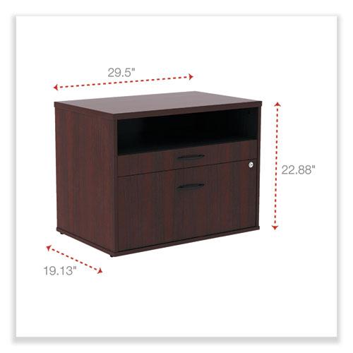 Alera Open Office Desk Series Low File Cabinet Credenza, 2-Drawer: Pencil/File,Legal/Letter,1 Shelf,Mahogany,29.5x19.13x22.88. Picture 2