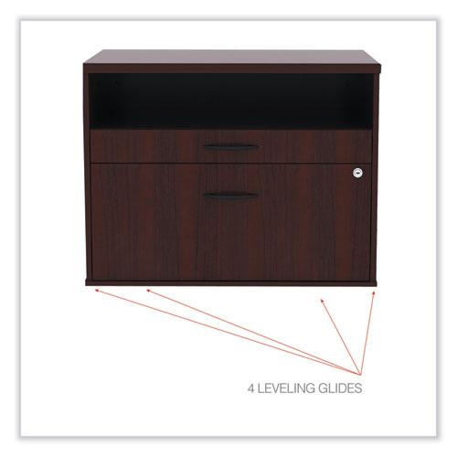 Alera Open Office Desk Series Low File Cabinet Credenza, 2-Drawer: Pencil/File,Legal/Letter,1 Shelf,Mahogany,29.5x19.13x22.88. Picture 5