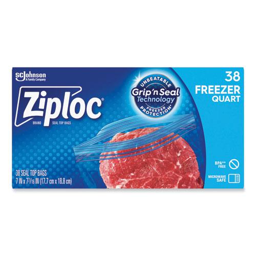 Double Zipper Freezer Bags, 1 qt, 2.7 mil, 6.97" x 7.7", Clear, 38 Bags/Box, 9 Boxes/Carton. Picture 3