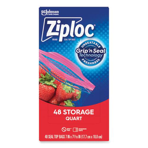 Double Zipper Storage Bags, 1 qt, 1.75 mil, 9.63" x 8.5", Clear, 9/Carton. Picture 3