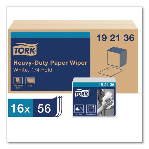 Heavy-Duty Paper Wiper 1/4 Fold, 1-Ply, 12.5 x 13, White, 56/Pack, 16 Packs/Carton. Picture 2