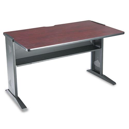 Computer Desk with Reversible Top, 47.5" x 28" x 30", Mahogany/Medium Oak/Black. Picture 2