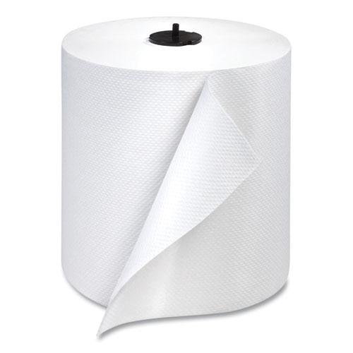 Paper Wiper Roll Towel, 1-Ply, 7.68" x 1,150 ft, White, 4 Rolls/Carton. Picture 1