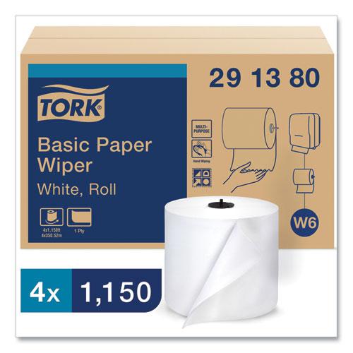 Paper Wiper Roll Towel, 1-Ply, 7.68" x 1,150 ft, White, 4 Rolls/Carton. Picture 2