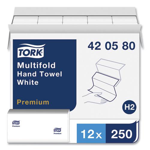 Premium Multifold Towel, 1-Ply, 9 x 9.5, White, 250/Pack, 12 Packs/Carton. Picture 2