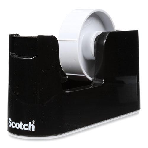 Heavy Duty Weighted Desktop Tape Dispenser with One Roll of Tape, 3" Core, ABS, Black. Picture 4