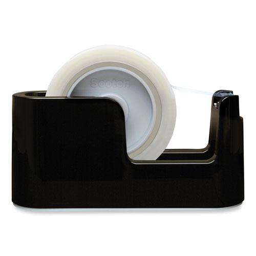 Heavy Duty Weighted Desktop Tape Dispenser with One Roll of Tape, 3" Core, ABS, Black. Picture 2