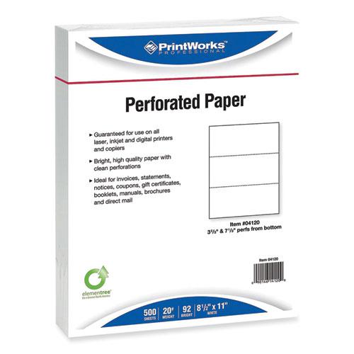 Perforated and Punched Paper, 20 lb Bond Weight, 8.5 x 11, White, 500/Ream, 5 Reams/Carton. Picture 1