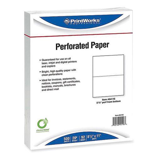 Perforated and Punched Paper, 20 lb Bond Weight, 8.5 x 11, White, 500/Ream, 5 Reams/Carton. Picture 1