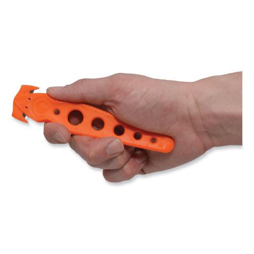 Safety Cutter, 1.2" Blade, 5.75" Plastic Handle, Orange, 5/Pack. Picture 4