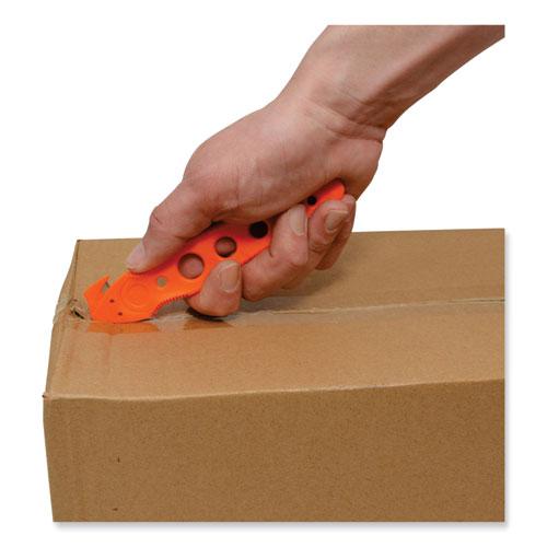 Safety Cutter, 1.2" Blade, 5.75" Plastic Handle, Orange, 5/Pack. Picture 6
