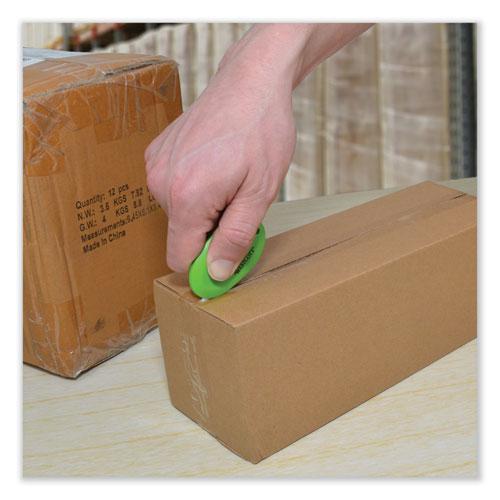 Compact Safety Ceramic Blade Box Cutter, Retractable Blade, 0.5" Blade, 2.5" Plastic Handle, Green. Picture 8