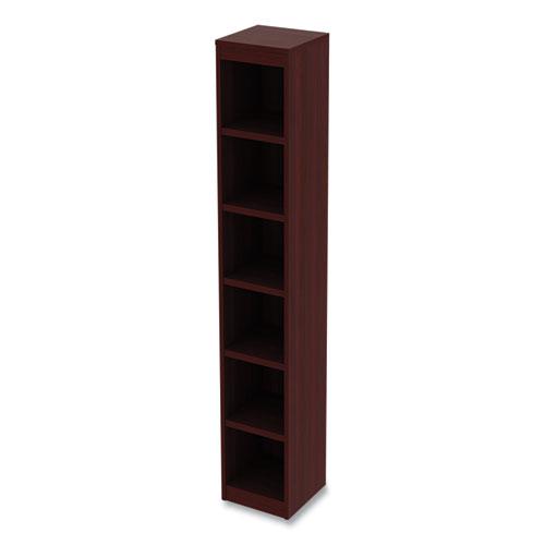 Alera Valencia Series Narrow Profile Bookcase, Six-Shelf, 11.81w x 11.81d x 71.73h, Mahogany. Picture 3
