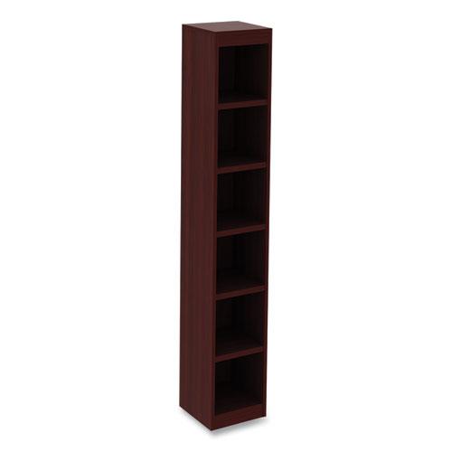 Alera Valencia Series Narrow Profile Bookcase, Six-Shelf, 11.81w x 11.81d x 71.73h, Mahogany. Picture 1