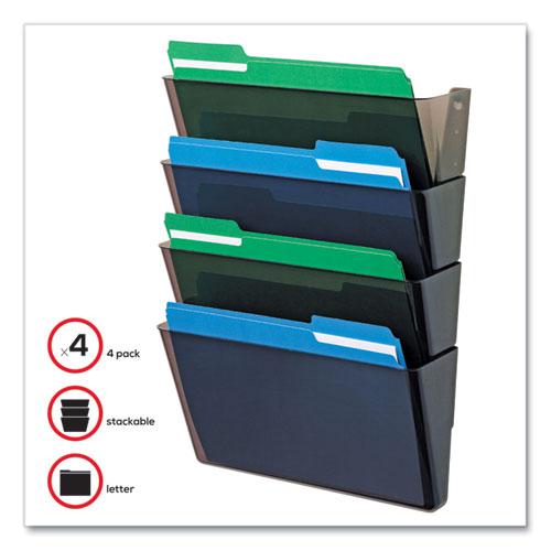 DocuPocket Stackable Four-Pocket Wall File, 4 Sections, Letter Size, 13" x 4", Smoke, Ships in 4-6 Business Days. Picture 2