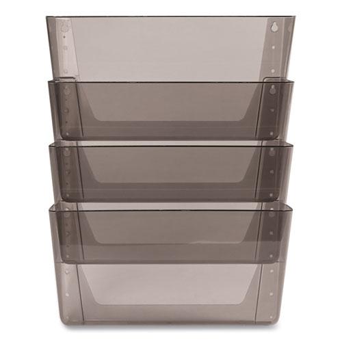 DocuPocket Stackable Four-Pocket Wall File, 4 Sections, Letter Size, 13" x 4", Smoke, Ships in 4-6 Business Days. Picture 5