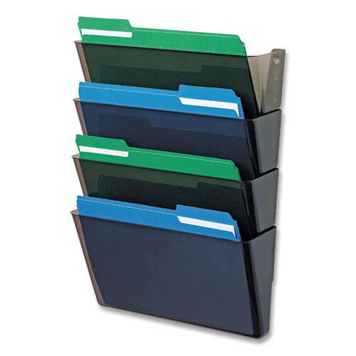 DocuPocket Stackable Four-Pocket Wall File, 4 Sections, Letter Size, 13" x 4", Smoke, Ships in 4-6 Business Days. Picture 9