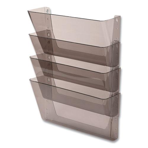 DocuPocket Stackable Four-Pocket Wall File, 4 Sections, Letter Size, 13" x 4", Smoke, Ships in 4-6 Business Days. Picture 1