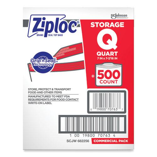 Double Zipper Storage Bags, 1 qt, 1.75 mil, 7" x 7.75", Clear, 500/Box. Picture 4